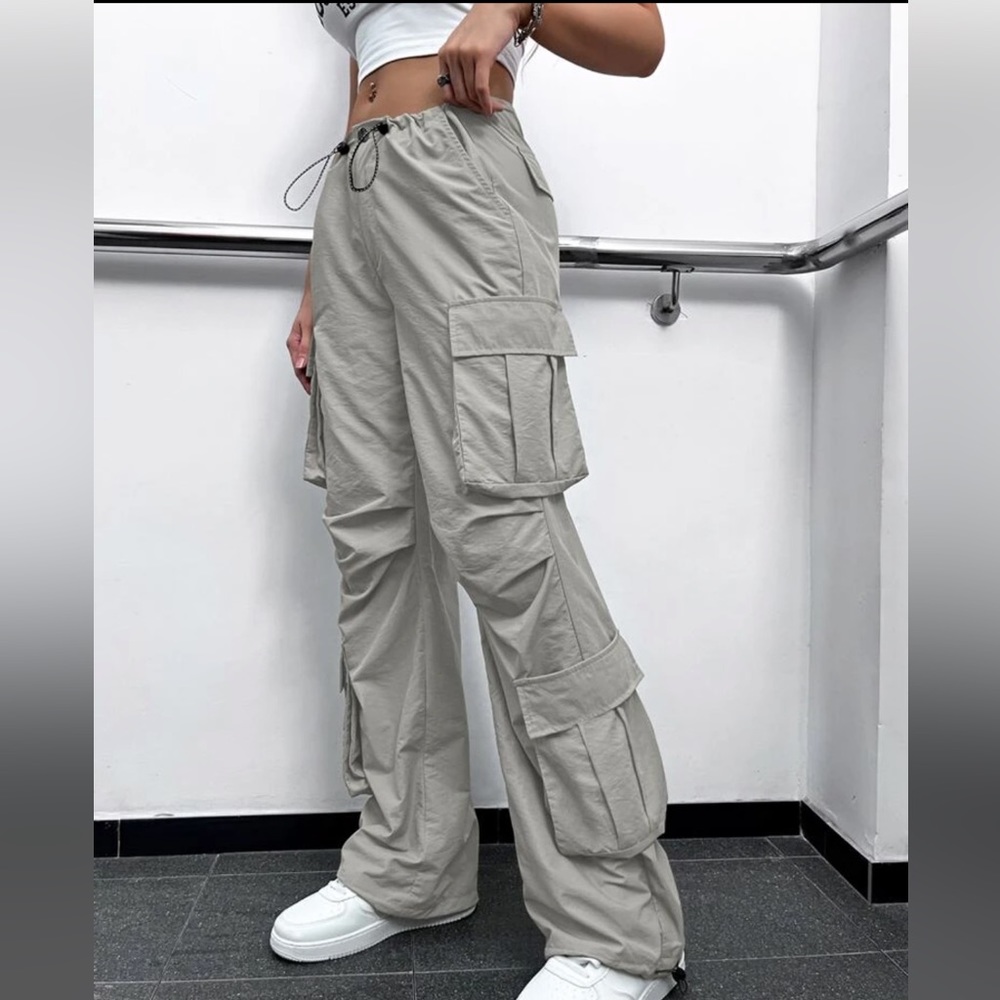 Drawstring Ruched Parachute Pants - Picture 2 of 3